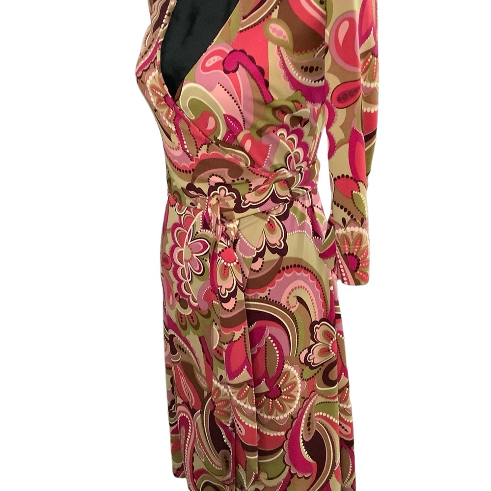 RUBY SIZE 2 RETRO‎ VINTAGE WRAP AROUND MIDI Long Sleeve DRESS. Y2K,hippie - Picture 9 of 16